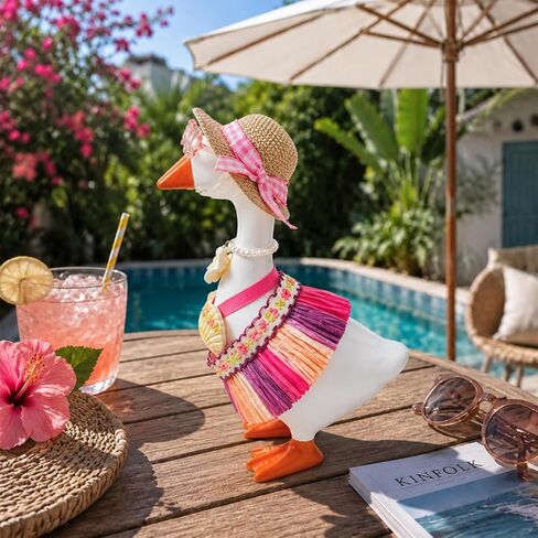 Mini Desk Goose Outfits 7 Inches - Desk Goose Clothes Set for Summer, Desktop Goose Accessories for Home Office Decor(Hawaii) in Saudi Arabia