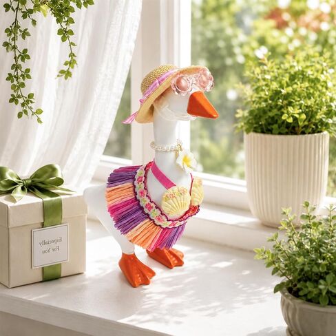 Mini Desk Goose Outfits 7 Inches - Desk Goose Clothes Set for Summer, Desktop Goose Accessories for Home Office Decor(Hawaii) in Saudi Arabia