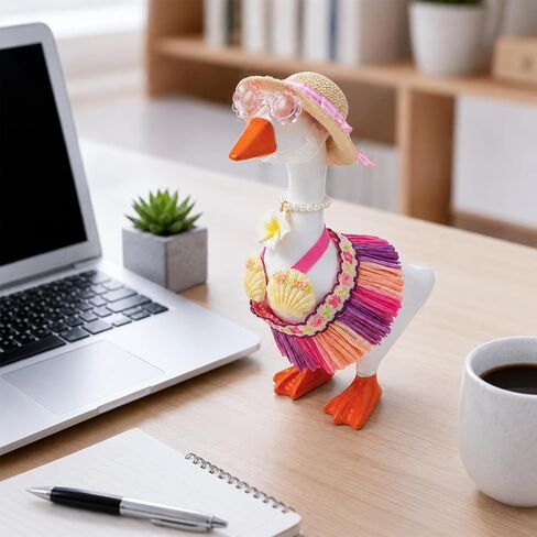 Mini Desk Goose Outfits 7 Inches - Desk Goose Clothes Set for Summer, Desktop Goose Accessories for Home Office Decor(Hawaii) in Saudi Arabia