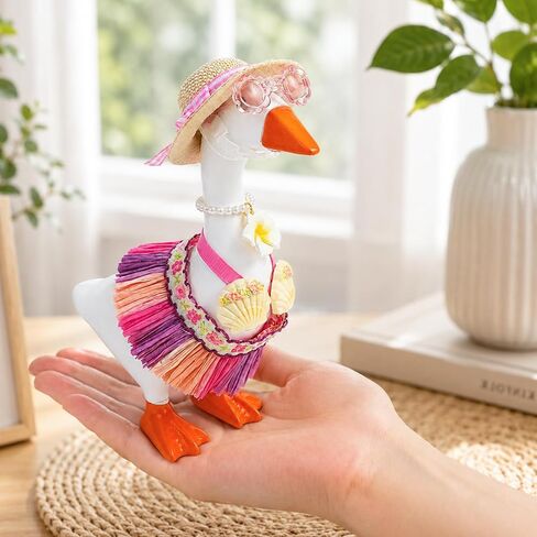 Mini Desk Goose Outfits 7 Inches - Desk Goose Clothes Set for Summer, Desktop Goose Accessories for Home Office Decor(Hawaii) in Saudi Arabia