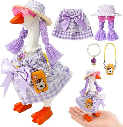 Mini Desk Goose Outfits 7 Inches - Desk Goose Clothes Set for Summer, Desktop Goose Accessories for Home Office Decor(Hawaii) in Saudi Arabia