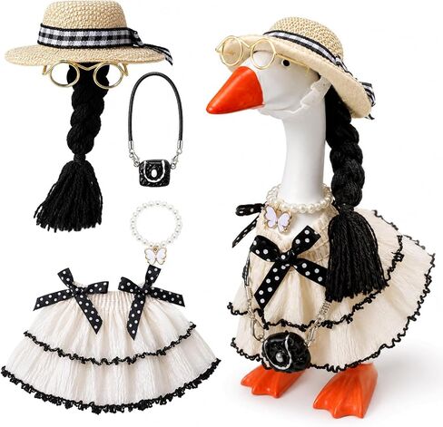 Mini Desk Goose Outfits 7 Inches - Desk Goose Clothes Set for Summer, Desktop Goose Accessories for Home Office Decor(Hawaii) in Saudi Arabia