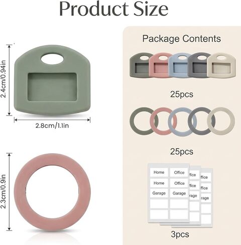 50PCS Silicone Key Covers, Color Key Identifiers and Key Labels Set, Square & Round Key Caps for House Keys Organization and Easy Identification in Saudi Arabia