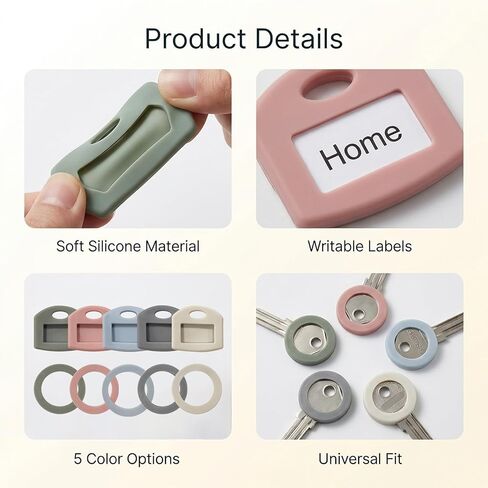50PCS Silicone Key Covers, Color Key Identifiers and Key Labels Set, Square & Round Key Caps for House Keys Organization and Easy Identification in Saudi Arabia