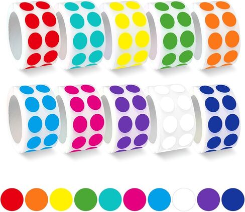 3000 PCS 1" Colored Dot Stickers Circle Color Coding Labels – 10 Colors on Round Coding Label Sticker for Office, Student Classroom, Family Etc(10 Rolls, 1 Inches) in Saudi Arabia