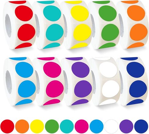 3000 PCS 1" Colored Dot Stickers Circle Color Coding Labels – 10 Colors on Round Coding Label Sticker for Office, Student Classroom, Family Etc(10 Rolls, 1 Inches) in Saudi Arabia
