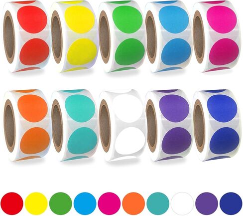 3000 PCS 1" Colored Dot Stickers Circle Color Coding Labels – 10 Colors on Round Coding Label Sticker for Office, Student Classroom, Family Etc(10 Rolls, 1 Inches) in Saudi Arabia