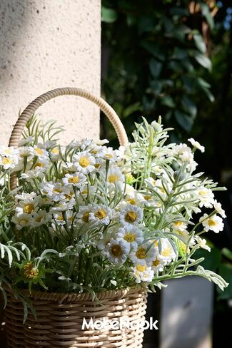 MOBENOOK Daisies Flowers Artificial,Persian Leaf,Wild Flower Bouquet,20pcs,Tansy Greenery,Realistic, Silk Flowers for Home Decor Indoor, Wedding Bouquets(White) in Saudi Arabia