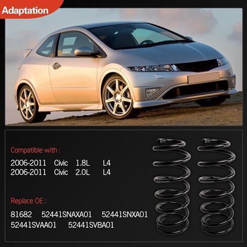 Rear Left & Right Suspension Coil Spring Set Compatible with Civic 2.0L 1.8L L4 2006 2007 2008 2009 2010 2011, Replace# 81682 52441SNAXA01 52441SNXA01 52441SVAA01 52441SVBA01 2PCS in Saudi Arabia