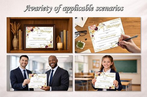 Certificate of Marriage, 25 Pcs Gold Foil Floral Wedding Certificate for Women Men, Proposals Wedding Bridal Shower Ceremony Party Decorations Favors Supplies, 12 in Saudi Arabia