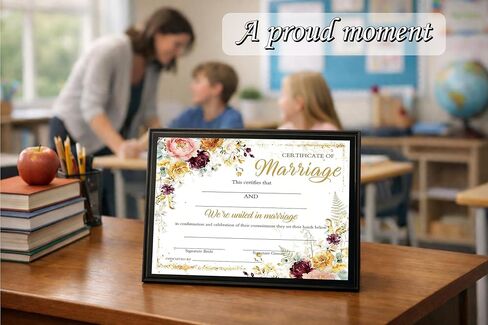 Certificate of Marriage, 25 Pcs Gold Foil Floral Wedding Certificate for Women Men, Proposals Wedding Bridal Shower Ceremony Party Decorations Favors Supplies, 12 in Saudi Arabia