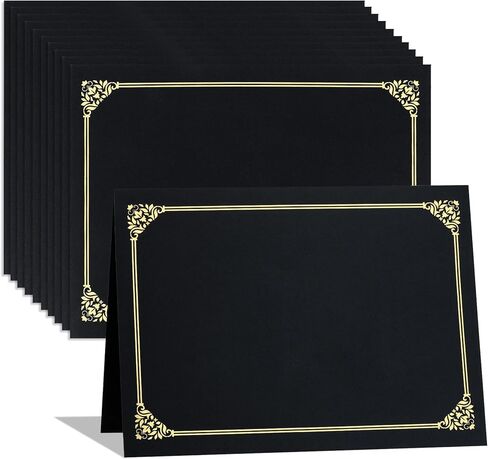 Certificate Holders 8.5x11 Inch Diploma Cover 10 Pack Black Certificate Covers with Gold Foil Border Certificate Folders for Letter Size 8.5 x 11 Inch Graduation Award Certificates Cardstock Documents in Saudi Arabia