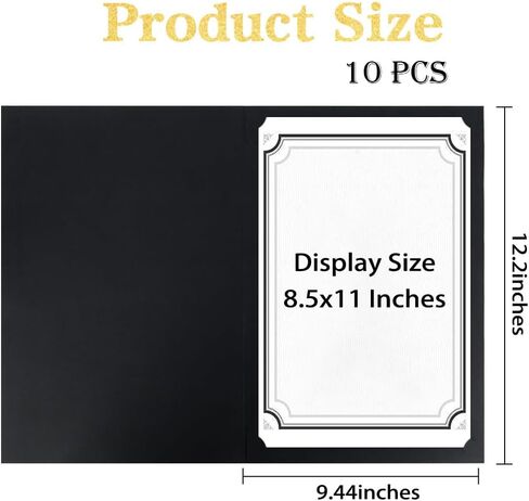 Certificate Holders 8.5x11 Inch Diploma Cover 10 Pack Black Certificate Covers with Gold Foil Border Certificate Folders for Letter Size 8.5 x 11 Inch Graduation Award Certificates Cardstock Documents in Saudi Arabia