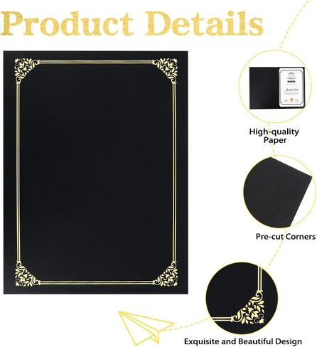 Certificate Holders 8.5x11 Inch Diploma Cover 10 Pack Black Certificate Covers with Gold Foil Border Certificate Folders for Letter Size 8.5 x 11 Inch Graduation Award Certificates Cardstock Documents in Saudi Arabia