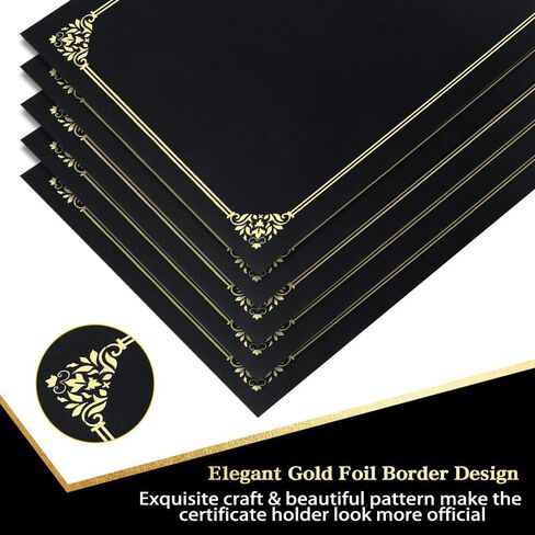 Certificate Holders 8.5x11 Inch Diploma Cover 10 Pack Black Certificate Covers with Gold Foil Border Certificate Folders for Letter Size 8.5 x 11 Inch Graduation Award Certificates Cardstock Documents in Saudi Arabia