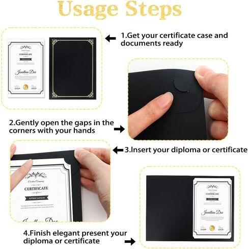 Certificate Holders 8.5x11 Inch Diploma Cover 10 Pack Black Certificate Covers with Gold Foil Border Certificate Folders for Letter Size 8.5 x 11 Inch Graduation Award Certificates Cardstock Documents in Saudi Arabia