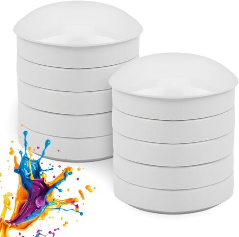 2 Pack Ceramic Watercolor Palette 5 Layers Mixing Trays Set Round Porcelain Watercolor Palettes Sauce Dishes with Lid for Gouache Pigment Chinese Ink Mixing (White) in Kuwait