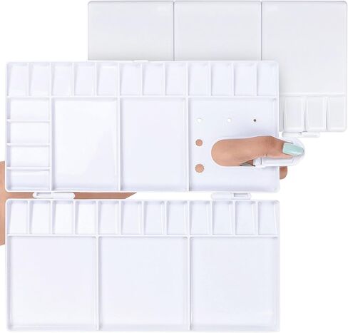 Belle Vous 2 Pack Plastic Folding Paint Palette - 33 Empty Wells/Compartments - Portable/Travel White Artist Paint Tray Set for Watercolour Painting, Oil/Acrylic Painting, and Gouache in Saudi Arabia