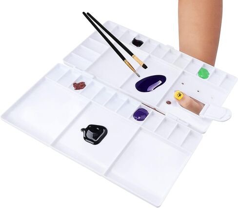 Belle Vous 2 Pack Plastic Folding Paint Palette - 33 Empty Wells/Compartments - Portable/Travel White Artist Paint Tray Set for Watercolour Painting, Oil/Acrylic Painting, and Gouache in Saudi Arabia