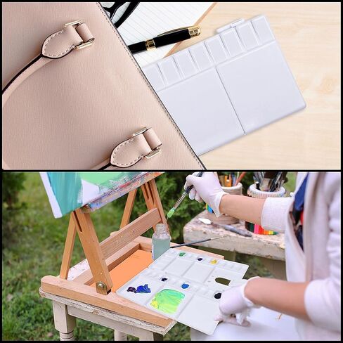 Belle Vous 2 Pack Plastic Folding Paint Palette - 33 Empty Wells/Compartments - Portable/Travel White Artist Paint Tray Set for Watercolour Painting, Oil/Acrylic Painting, and Gouache in Saudi Arabia