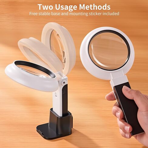 JARLINK Magnifying Glass with Light and Stand, 3-Mode Illuminated Magnifier for Seniors Reading & Close Work, Handheld Foldable Magnifier for Jewelry, Coins, Crafts in Kuwait