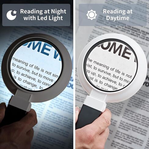 JARLINK Magnifying Glass with Light and Stand, 3-Mode Illuminated Magnifier for Seniors Reading & Close Work, Handheld Foldable Magnifier for Jewelry, Coins, Crafts in Kuwait