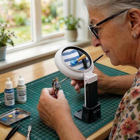 JARLINK Magnifying Glass with Light and Stand, 3-Mode Illuminated Magnifier for Seniors Reading & Close Work, Handheld Foldable Magnifier for Jewelry, Coins, Crafts in Kuwait