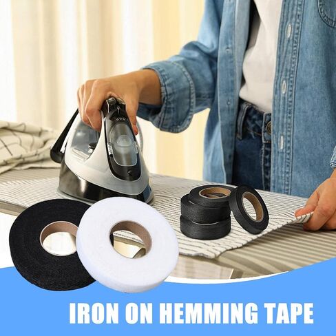 شريط بحاشية سوداء بكرتين، شريط حاشية للسراويل، حديد على شريط حاشية، شريط ساحر بطول 66/210 قدم، شريط حاشية بدون خياطة مناسب لطي الملابس والستائر وديكور المنزل، والأشرطة والمواد اللاصقة in Kuwait