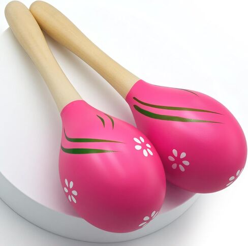Wooden Maracas for Kids Adults Painted Wood Maraca Hand Percussion Instrument Musical Educational Toys 2 Pcs in Saudi Arabia