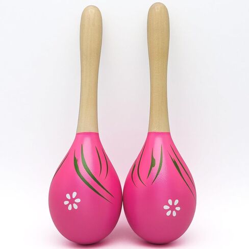 Wooden Maracas for Kids Adults Painted Wood Maraca Hand Percussion Instrument Musical Educational Toys 2 Pcs in Saudi Arabia