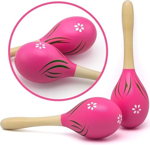 Wooden Maracas for Kids Adults Painted Wood Maraca Hand Percussion Instrument Musical Educational Toys 2 Pcs in Saudi Arabia