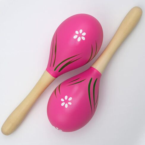 Wooden Maracas for Kids Adults Painted Wood Maraca Hand Percussion Instrument Musical Educational Toys 2 Pcs in Saudi Arabia