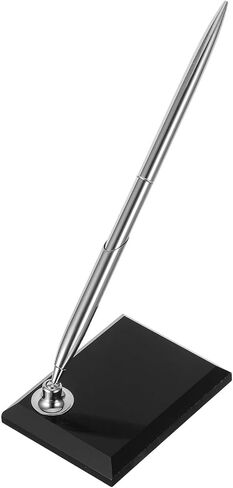 Uonlytech Business Signature Ballpoint Pen with Black Acrylic Rectangular Base Desk Pen for Guest Book Signing at Weddings and Events in Saudi Arabia