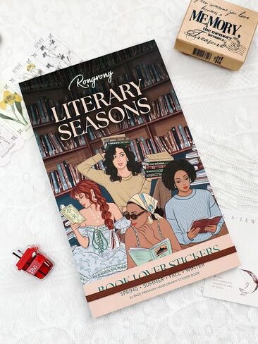 كتاب ملصقات الفصول الأدبية - ملصقات مخططة لمحبي الكتب لليوميات، سجل القصاصات وتتبع القراءة، ملصقات زخرفية موسمية لفصل الشتاء والربيع والصيف والخريف، هدية قرطاسية للكتب in Kuwait