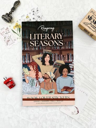 كتاب ملصقات الفصول الأدبية - ملصقات مخططة لمحبي الكتب لليوميات، سجل القصاصات وتتبع القراءة، ملصقات زخرفية موسمية لفصل الشتاء والربيع والصيف والخريف، هدية قرطاسية للكتب in Kuwait