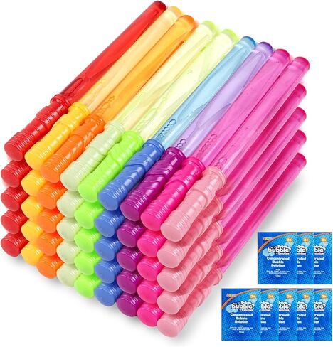 JOYIN 45 Packs Big Bubble Wand Set with Concentrated Solution Refills, 14.6" 9 Colors Giant Bubble Wands for Summer Toy Party Favors Kids Birthday Pool Indoor and Outdoor Activities in Kuwait