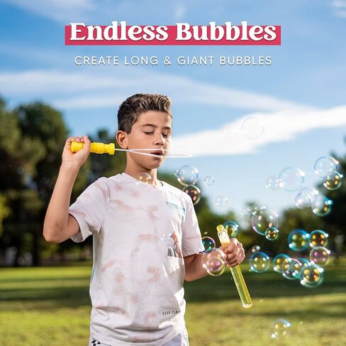 JOYIN 45 Packs Big Bubble Wand Set with Concentrated Solution Refills, 14.6" 9 Colors Giant Bubble Wands for Summer Toy Party Favors Kids Birthday Pool Indoor and Outdoor Activities in Kuwait