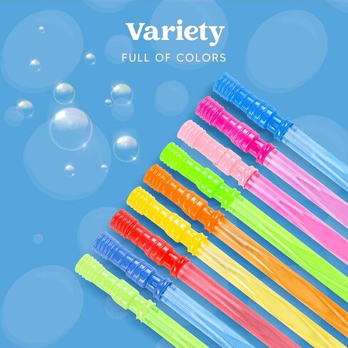 JOYIN 45 Packs Big Bubble Wand Set with Concentrated Solution Refills, 14.6" 9 Colors Giant Bubble Wands for Summer Toy Party Favors Kids Birthday Pool Indoor and Outdoor Activities in Kuwait