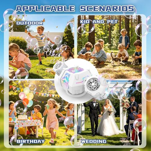Rechargeable Dual-Nozzle Bubble Machine, 360° Auto Rotation Bubble Blower with Remote Control & RGB Lights, 30k Bubbles/Min, USB-C Bubble Maker for Kids Toddlers Parties Wedding Outdoor Birthday Gift in Saudi Arabia