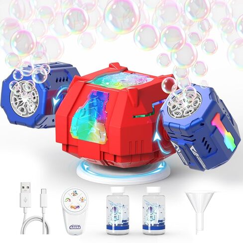 Bubble Machine - Auto 360° Rotation, Remote Control(65-131ft), 9Colors RGB Lights, 40000+ Bubbles, 1200mAh USB-C Rechargeable - Gift Toys for Kids, Toddler, Boys, Girls, Parties, Birthday, Wedding in Saudi Arabia