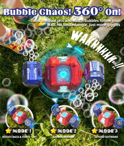 Bubble Machine - Auto 360° Rotation, Remote Control(65-131ft), 9Colors RGB Lights, 40000+ Bubbles, 1200mAh USB-C Rechargeable - Gift Toys for Kids, Toddler, Boys, Girls, Parties, Birthday, Wedding in Saudi Arabia