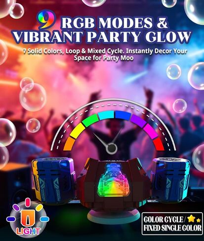Bubble Machine - Auto 360° Rotation, Remote Control(65-131ft), 9Colors RGB Lights, 40000+ Bubbles, 1200mAh USB-C Rechargeable - Gift Toys for Kids, Toddler, Boys, Girls, Parties, Birthday, Wedding in Saudi Arabia