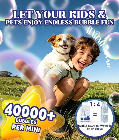 Bubble Machine - Auto 360° Rotation, Remote Control(65-131ft), 9Colors RGB Lights, 40000+ Bubbles, 1200mAh USB-C Rechargeable - Gift Toys for Kids, Toddler, Boys, Girls, Parties, Birthday, Wedding in Saudi Arabia