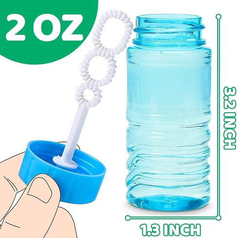 Bubble Solution Novelty Toy, 120 Pcs Neon Bubble Bottles Bulk with Wand Attached to the Cap – Kids Party Favor for Birthday, Carnival Prize Box Filler, Pinata Goody Bag Stuffers, Wedding Supplies Gift in Saudi Arabia