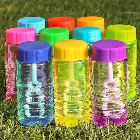 Bubble Solution Novelty Toy, 120 Pcs Neon Bubble Bottles Bulk with Wand Attached to the Cap – Kids Party Favor for Birthday, Carnival Prize Box Filler, Pinata Goody Bag Stuffers, Wedding Supplies Gift in Saudi Arabia