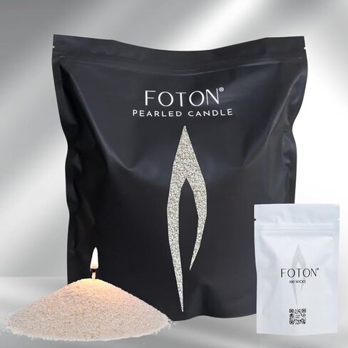 Foton Pearled Candle Grande Bag 64oz - Champagne Unscented Non Toxic Luxury Long Lasting Powder Candles - Refillable Candle Sand with 100 Wicks for Candle Making in Saudi Arabia