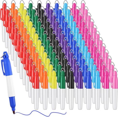 MAQUITA 120 Pcs Mini Permanent Markers for Nurses Badge Mini Markers with Golf Keychain Clips Golf Ball Point for Office Classroom Supplies in Kuwait