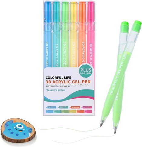KEMYR 3D Acrylic Gel Pens,54 Colors Plus Inks Acrylic Paint Markers With 1.0 mm Bullet Tip Point, Acrylic Paint Pens for Black Paper,Rock Painting, Glass, Wood, Fabric,Cards,Scrapbook,DIY Art Crafts in Saudi Arabia