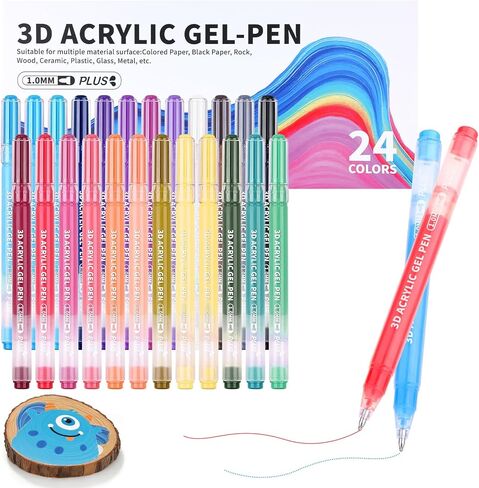 KEMYR 3D Acrylic Gel Pens,54 Colors Plus Inks Acrylic Paint Markers With 1.0 mm Bullet Tip Point, Acrylic Paint Pens for Black Paper,Rock Painting, Glass, Wood, Fabric,Cards,Scrapbook,DIY Art Crafts in Saudi Arabia