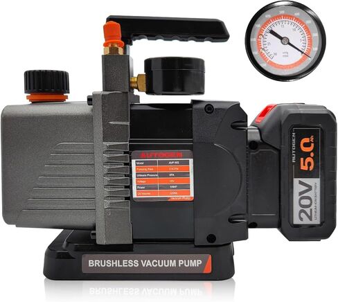 مضخة فراغ لاسلكية مع مقياس الضغط، 3.5CFM 20V بطارية ليثيوم DC مرحلة واحدة، 5Pa Ultimate Vacuum، 1/4HP محرك بدون فرش لمكيف الهواء المبرد HVAC in Kuwait